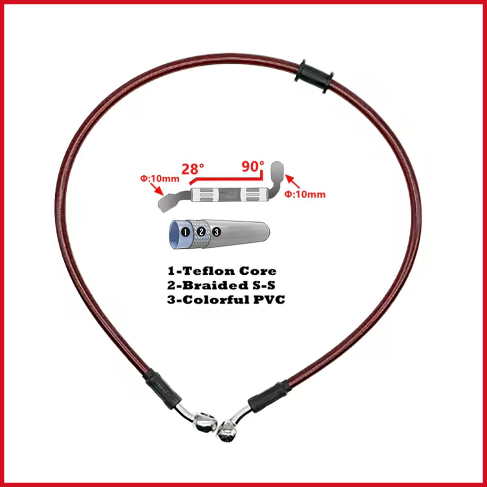 Motorcycle Brake Cable - 28-90 Gradi 10mm Banjo 300mm A